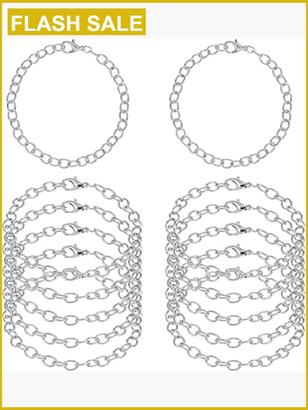 12pcs Charm Bracelet Chains with Lobster Clasps DIY Jewelry Making Supplies